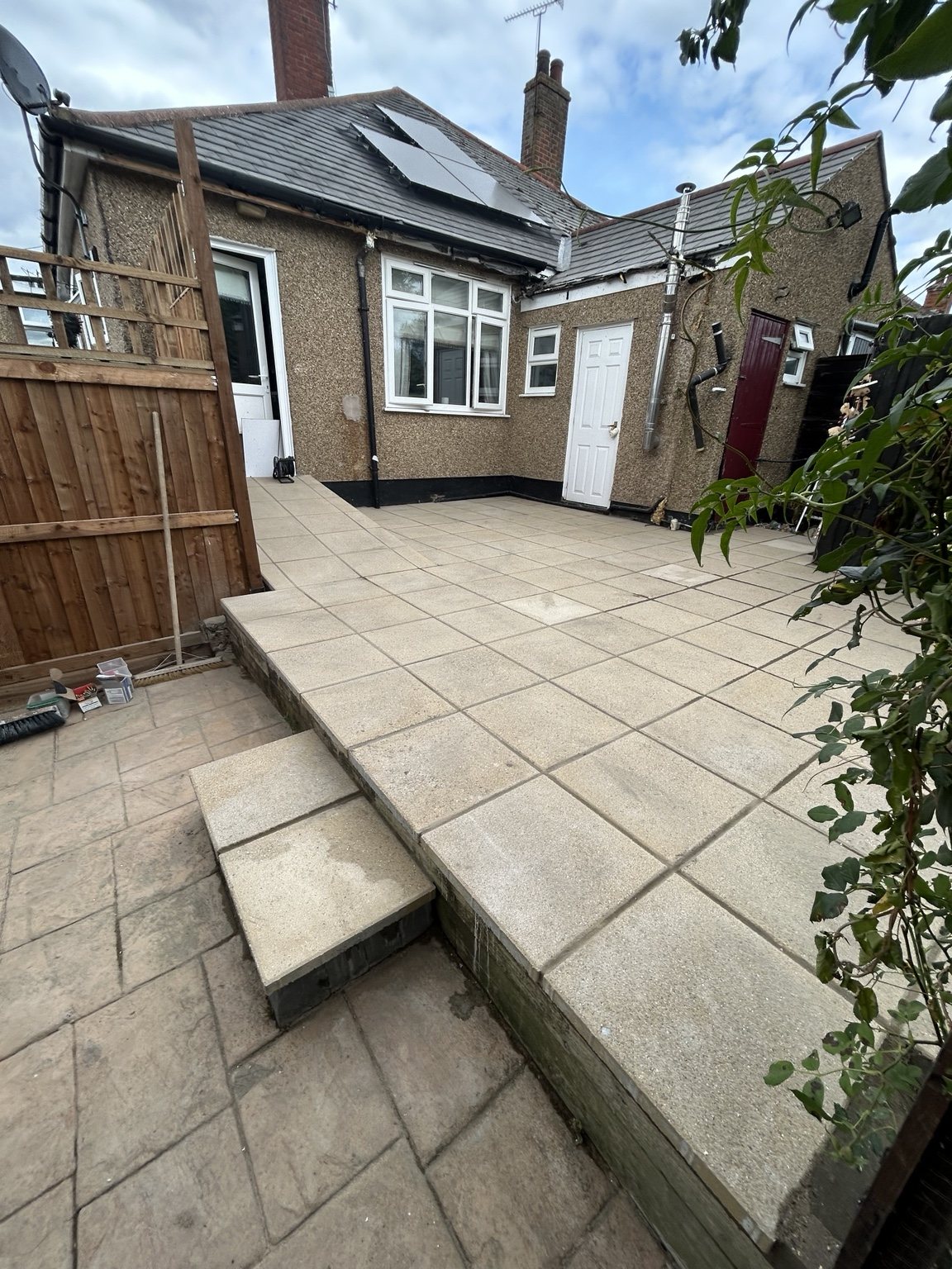 Completed paved courtyard