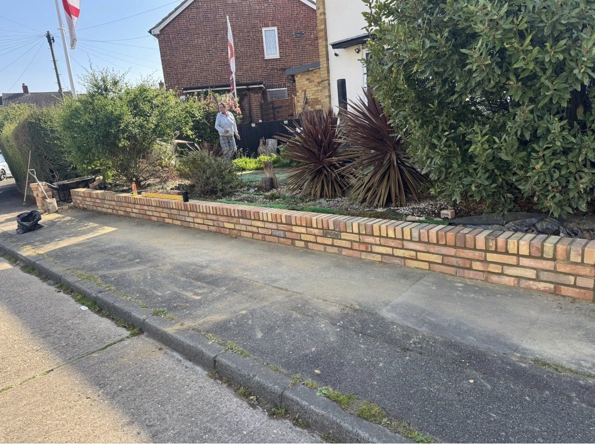 Brick garden retaining wall